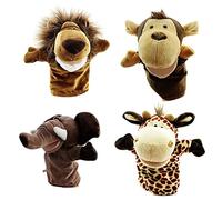 Cunlvyyds Ensemble de marionnettes à Main en Peluche, éléphant, Girafe, Singe, marionnettes à Doigts, Jouets pour Enfants, 4 pièces, Main, Doigt