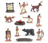 Cunlvyyds Figurines amérindiennes, Indien Powhatan, Ensemble de 12 Figurines décoratives amérindiennes pour Enfants, Ensemble amérindien pour Projet Scolaire éducatif Historique, décoration