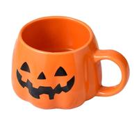 Cunlvyyds Tasse d'Halloween, tasse citrouille en céramique de 13, 5 oz, motif joyeux Halloween, à café citrouille mignonne avec visage souriant, à café orange pour cadeau, décoration d