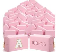 Cunno Lot de 100 trousses de maquillage esthétiques en cuir synthétique - Trousse de toilette pour femme - Organiseur de voyage pour femme - Cadeau de fête (rose)