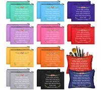 Cunno Lot de 24 Trousses de Maquillage inspirantes en Vrac avec Citations de Motivation « You are Loved » - Trousse de Toilette - Cadeaux Inspirants pour Femme, sœur, Couleur fraîche