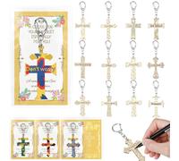 Cunno Lot de 25 porte-clés en forme de croix religieuse pour l'école du dimanche - Cadeaux chrétiens - Colorez votre propre porte-clés en bois pour décoration d'école du dimanche - Fournitures VBS