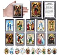 Cunno Lot de 300 cartes de prière catholique avec pendentifs pour saints catholiques et prières - Cadeaux religieux pour femmes et hommes - Fête chrétienne