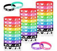 Cunno WWJD Bracelets en caoutchouc pour enfants « What would Jesus Do » - Bracelets religieux colorés et inspirants - Cadeaux pour adolescents, enfants, événements d'église, cadeaux de fête