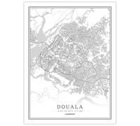 CUNNVN Blanc DOUALA impression en 3D plan de la ville Affiche en toile de décoration nordique pour salon décor de maison impression artistique adaptée à murale de chambre à coucher 40x60 cm