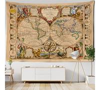 CUNNVN Tenture Murale Tapisserie Impression en 3D Modèle de carte du monde brun - H*W 175x230 cm Salon chambre dortoir décoration revêtement mural tenture murale tapisserie lavable et grand teint
