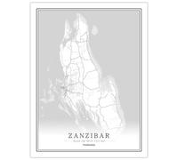 CUNNVN ZANZIBAR Blanc impression en 3D peinture sur toile de plan de ville 40x50 cm Affiche en toile de décoration nordique pour salon décor maison artistique adaptée à murale de chambre à coucher