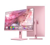 CUNPU - Moniteur de jeu 27 pouces rose pastel QHD 2560 x 1440, 180 Hz, 1 ms, moniteur IPS rapide GTG, DCI-P3 90 %, synchronisation adaptative, haut-parleur intégré, hauteur pivotante
