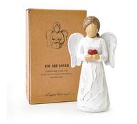 CUNTAUK Statue d'ange gardien, figurines d'ange guérisseur pour femme, statue d'ange en résine tenant un cœur pour Thanksgiving, Noël, décoration d'intérieur, cadeaux commémoratifs