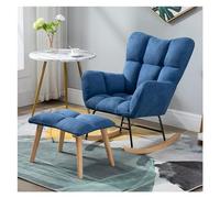 CUNTO Chaise à bascule en velours pour chambre d'enfant, fauteuil à bascule tapissé avec ottomane, confortable à bascule avec dossier haut et accoudoirs (Color : Blue-1)