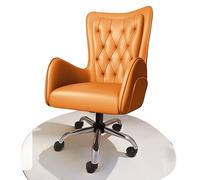 CUNTO Chaise de Bureau, Chaise de Bureau Ergonomique, Chaise d'ordinateur à Domicile, Chaise Confortable en Cuir PU avec Dossier Pivotant à 360 °, 5 Roulettes, Pieds en Acier (Color : Orange)