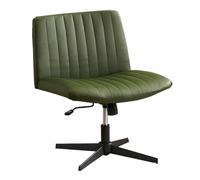 CUNTO Chaise de Bureau sans Bras Chaise de Bureau sans Roulettes PU Chaise de Bureau Confortable Assise Chaise de Bureau Chaise de Bureau Ascenseur, Chaise de Maquillage de Chambre Rotative (Color