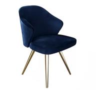 CUNTO Chaise décorative en velours pour coiffeuse, chaise de salle à manger tapissée avec pieds et dossier en métal, très belle et confortable (couleur : bleu foncé)