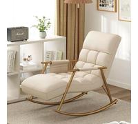CUNTO Ensemble de fauteuils à bascule et repose-pieds pour loisirs - Fauteuil à bascule tapissé confortable et moderne avec poches latérales, chaise à bascule d'extérieur avec accoudoirs, hauteur du