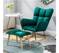 CUNTO Fauteuil à bascule tapissé en velours, fauteuil à bascule tapissé avec ottoman pour chambre d'enfant, confortable chaise latérale à bascule tapissée avec dossier haut et accoudoirs (Co