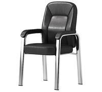 CUNTO Fauteuil de chambre avec siège rembourré en PU et support en bois ergonomique pour la réception des invités à l'école de bureau, église (Color : Black)