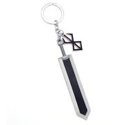 CuNto Game Berserk Guts Porte-clés Épée Légende Guerrier Noir Alliage de zinc Pendentif Porte-clés Armes Porte-clés Voiture Hommes Anime Accessoires, Noir , L