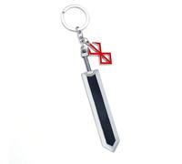 CuNto Game Berserk Guts Porte-clés Épée Légende Guerrier Noir Alliage de zinc Pendentif Porte-clés Armes Porte-clés Voiture Hommes Anime Accessoires, rouge, L