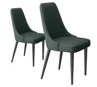 CUNTO Lot de 2 chaises de salle à manger modernes rembourrées en cuir synthétique, forte capacité de charge pour un assemblage rapide (taille : lot de 2, couleur : vert foncé)