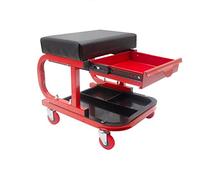 CUNTO Siège roulant pour garage magasin, siège pivotant à 360 degrés, tabouret roulant bas, siège de chariot rembourré, tabouret de mécanicien pour atelier