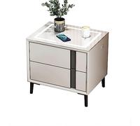 CUNTO Table de chevet, table de chevet, table d'appoint, 3 couleurs, éclairage LED, port USB, tiroirs en bois, armoire, table d'appoint