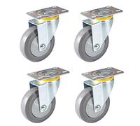 CuNtoHHH roulettes pivotantes Robustes, roulettes pour Meubles, roulettes pivotantes à Plaque, roulettes en Caoutchouc TPR Gris, Double roulement à Billes, avec Double Verrouillage de sécurité