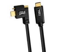 CUNZJIA Câble de données 1 m, connexion USB 5.0 à visser pour un acheminement d'équipement serré, extérieur noir, extrémités dorées