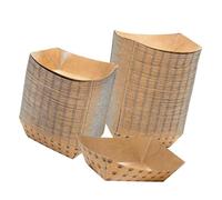 CUNZJIA Lot de 100 gamelles en forme de bateau pour chien, chat, voyage, camping, facile à nettoyer, outil d'alimentation en papier ondulé