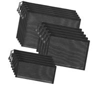 CUNZJIA Lot de 15 pochettes en nylon avec fermeture éclair pour maquillage - Pour voyage et utilisation quotidienne - Noir