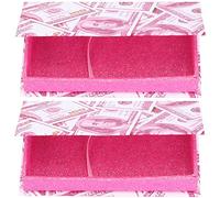 CUOFYUNL 2 pièces vide faux cils organisateur rectangulaire faux cils boîte de rangement magnétique (Boîte aimantée rectangulaire dollar rose)