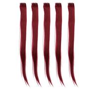 CUOFYUNL 5 pièces postiche droite pince couleur vive 21.65 pouces extension de cheveux postiche pour fête Cosplay (Vin Rouge)