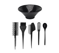 CUOFYUNL 6 pièces Kit de teinture pour cheveux professionnel multifonctionnel doux élastique en Nylon brosse cheveux teinture bol brosse ensemble noir
