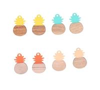 CUOFYUNL 8 pièces pendentifs de boucle d'oreille couleurs mélangées mignon fruits forme résine pendentifs en bois pour la fabrication de boucles d'oreilles bijoux à bricoler