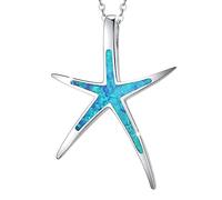 Cuoka Collier étoile de mer en argent sterling 925 avec opale, pendentif hawaïen, plage nautique, bijoux en opale pour femme et petite amie