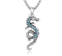 CUOKA MIRACLE Chaîne dragon en argent sterling 925 pour homme - Pendentif dragon - Collier pour femme - Unisexe - Bijou dragon - Cadeau de Saint-Valentin pour hommes et filles, medium, Argent sterling