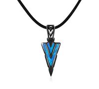 CUOKA MIRACLE Chaîne Homme Argent Sterling 925 Bleu Opale Pendentif Flèche Collier Punk Pointe de flèche Bijoux Saint Valentin Cadeaux pour Homme Femme Frère, medium, Argent sterling, Zircone cubique