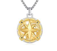 CUOKA MIRACLE Collier boussole en argent sterling 925 - Chaîne celtique pour homme - Pendentif celtique - Pour femme - Petit collier pour la Saint-Valentin, Noël, un anniversaire, medium, Argent