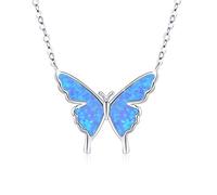 CUOKA MIRACLE Collier papillon en argent sterling avec opale pour femmes, cadeaux de Noël pour filles, argent sterling, Argent sterling, Opale synthétique