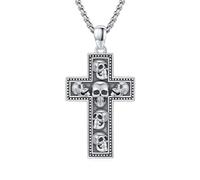 CUOKA MIRACLE Collier tête de mort en argent sterling 925 avec pendentif tête de mort gothique - Cadeau pour homme et femme - Halloween, Argent sterling