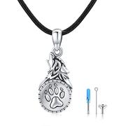 CUOKA MIRACLE Collier urne funéraire en argent sterling avec pendentif en forme de crâne, Wolf, Argent sterling, Pas de pierre précieuse