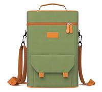 Cuopru Yerba Mate Sac fourre-tout double couche étanche 2 poches pour bouteille de vin Sac portable pour voyage, pique-nique, plage