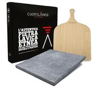 CUORE LAVICO Pierre a Pizza en Pierre de Lave de l’Etna 39×35×2 cm + Pelle - Four, Gaz, Barbecue - Made in Italy - Pour Pizza Croustillante