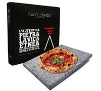 CUORE LAVICO - Plaque réfractaire en pierre de lave ETNEA légère pour pizza 35 x 30 x 1,5 cm | four à gaz, électrique et barbecue pour pain et pince, fabriqué en Italie