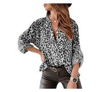 CUOREZ Chemise à manches imprimées pour femme, argenté, XXL