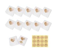 CUP CAKE Lot de 10 boîtes à cupcakes blanches en papier avec inscription « Love Windows » pour desserts, pâtisseries, cookies, petits gâteaux, bonbons, tartes et cadeaux