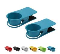 Cup Clip Drink Holder Beach Chair Cruise, Cruise Drink Holder, Clip on Cup Holders for Beach Chair Holders for Beverage Soda Coffee Beer Bottle (Blue*2)