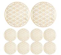 Cup Coasters - Wood 10 Pieces, Wooden Insulation Pad, Heat-Resistant Coasters | Hollow Out Design, Hangable Wall Decor For Kitchen, Living Room, Dining Room, Bedroom, Patio, Picnic
