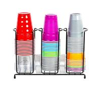 Cup Dispenser, Wire Frame Tool, Paper Cup Accessory, Three Compartment Equipment, Stacking Storage Design For Buffet Counter Bathroom Sink Kitchen Area Bar Restaurant Coffee Nook Beverage Station