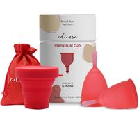 Cup Menstruelle,Comprend 2 Coupes,1 Stérilisateur Et 1 Sac De Transport,Silicone De Qualité Médicale,Doux, Et Lavable 100% Sûr (S-Rouge)