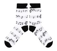 cup of sox Chaussettes amusantes pour femme avec motifs de notes et de chansons, chaussettes colorées pour homme pour musiciens, Blanc., 45-48